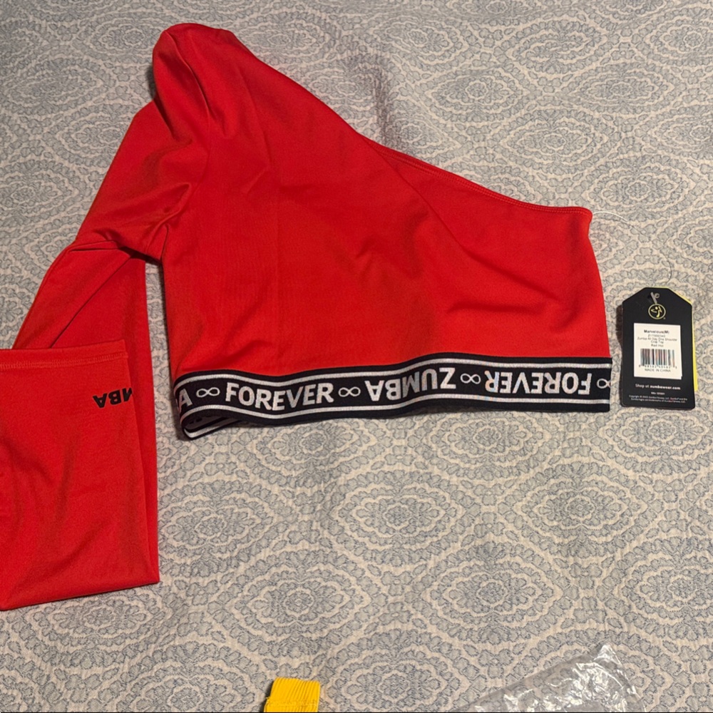 Zumba Fitness Red One-Shoulder Crop Top